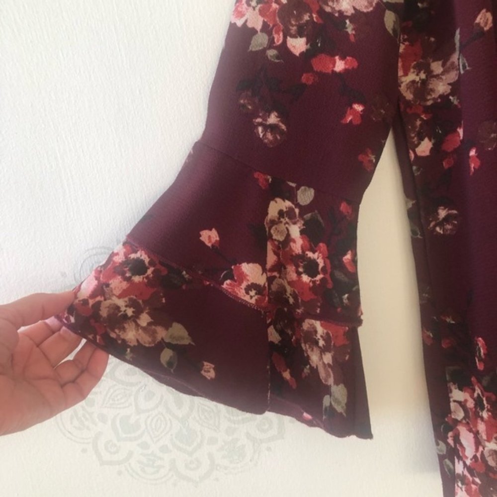 Wine Ruffle Blouse by Hamilton - Picture 2 of 5